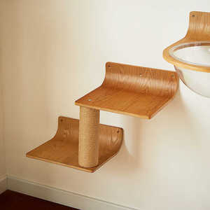 Rak dinding motif Pohon kucing Modern kayu padat rak kucing hemat ruang dengan tangga panjat tebing Sisal bergaya untuk ruang kecil - Product Image 5