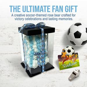 Oso de Rosas Artificiales de Argentina, Color Azul Claro y Blanco, con Cinta de Fútbol para Aficionados al Fútbol, Venta al Por Mayor - Product Image 3