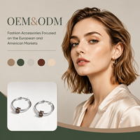 Boucles d'oreilles créoles personnalisées OEM/ODM en argent sterling 925 avec quartz fumé carré, vente en gros