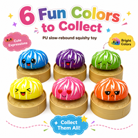 Nouveauté Cadeau : Jouet Squishy Réaliste en Forme de Bao Bun, Jouet Anti-Stress en PU à Rebond Lent, Six Couleurs avec Boîte de Présentation