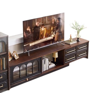 Mueble de TV de Madera Maciza Estilo Francés, Extensible, con Almacenamiento, para Sala de Estar, Soporte Audiovisual, Pino y Fresno, 1, 8, 2.5m - Product Image 5