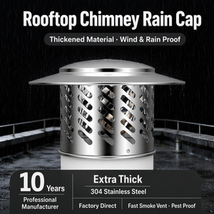 Capot de cheminée en acier inoxydable 304 pour poê<span class=keywords><strong>le</strong></span>, en forme de <span class=keywords><strong>parapluie</strong></span>, étanche à la pluie, avec ouverture de ventilation anti-oiseaux - Product Image 1