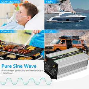 Convertisseur 12V vers 220V 5000W/6000W, onduleur à onde sinusoïdale pure, double affichage numérique LCD, 2 prises, fonctions de protection multiples - Product Image 4