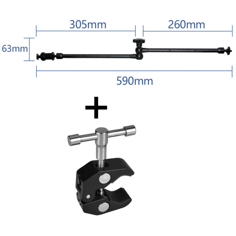 Bras magique 20" + pince (noir)