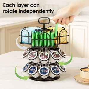 Soporte Giratorio <span class=keywords><strong>para</strong></span> Cápsulas de Café de Hierro, Exhibidor que Ahorra Espacio, Accesorios de Cocina, Estante <span class=keywords><strong>para</strong></span> Máquinas <span class=keywords><strong>Nespresso</strong></span> K-Cup, <span class=keywords><strong>Base</strong></span> Antideslizante - Product Image 1