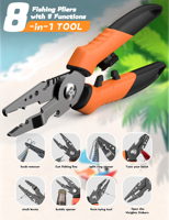 2 Packs de pinces de pêche multi-outils pour les voyages de pêche en famille Enfants débutants Conception de prise en main sûre pour bateau Kayak Shore