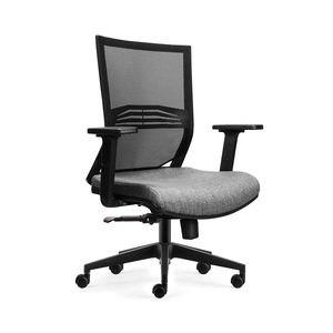 Chaise de bureau ergonomique moderne en maille respirante avec dossier en tissu, accoudoirs réglables, pivotante, noire, avec soutien lombaire, fabriquée en Turquie - Product Image 2