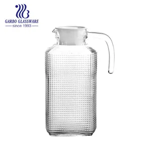 Pichet en verre stocké classique direct d'usine eau Offre Spéciale transparente pichet en verre à boire pichet de bouilloire avec couvercle en plastique blanc