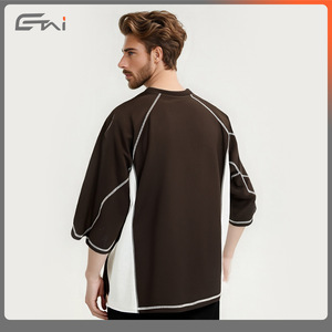 <span class=keywords><strong>T</strong></span>-<span class=keywords><strong>shirt</strong></span> décontracté à manches courtes et <span class=keywords><strong>col</strong></span> en <span class=keywords><strong>V</strong></span> pour <span class=keywords><strong>homme</strong></span> Dreaming Lion, de haute qualité, en maille contrastée, avec motif de lettres - Product Image 5