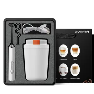 Espumador de leche recargable, automático, USB, vaporizador de leche electrónico con juegos de tazas de café de acero inoxidable, combinación