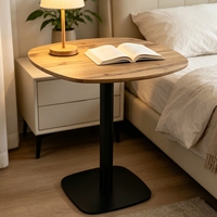 Table Ronde Élégante pour Café, Restaurant, Usage Domestique, Belle Table avec Plateau en Bois Grainé et Base en Métal Gain de Place, Table Bistro