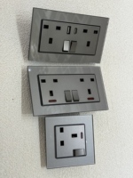 Interruptor de Luz de Pared Eléctrico con Marco de Vidrio Templado 86/146/172, 220-250V 16A, 2 Vías, Duradero, Moderno, Enchufe Estándar del Reino Unido, USB Tipo-C