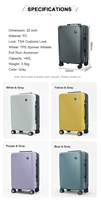Valise à roulettes rigide moderne et durable en PC, avec serrure TSA, poignée télescopique en aluminium, ouverture à un clic, étanche
