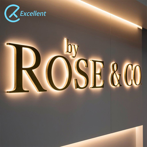 Enseigne rétroéclairée personnalisée pour les entreprises, auréole de plein air avec logo éclairé par logo, panneau LED 3D, canal LED, lettre de couleur or, rétro-éclairé - Product Image 3