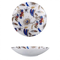 Service de table en porcelaine fine à motif floral botanique, 16 pièces, rond, en céramique, avec bordure dorée, pour la vente en gros d'articles ménagers
