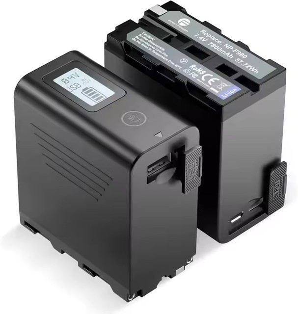 DSLR Camera NP-F970/NP-F960 Type-C USB Fast Charge 7800mAh Rechargeable Battery Pack with LCD Display Charger Camera Accessories