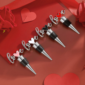 Love Wine <b>Stoppers</b> Silver Metal Sealing Bottle <b>Stopper</b> For Valentine Wedding Gift Red Pink White Black Heart Design - Product Image 2