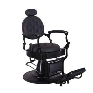 Lujosa Silla de peluquero hidráulica dorada, Silla De <span class=keywords><strong>Barberia</strong></span> Profesional de cuero para peluquería negra, muebles de tienda para hombres - Product Image 6