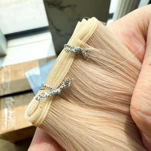 Hoge Kwaliteit 12a Russische Remy Haarverlenging Dik Uiteinde Dubbel Getrokken Europese Onzichtbare <span class=keywords><strong>Hand</strong></span> Genaaid Voor Geniale Inslag - Product Image 1