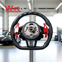 Volante Deportivo S-Line WRR de 4 Radios con LED, Fibra de Carbono y Cuero Negro para Audi A1 A3 A4 A5 A6 A6L A7