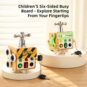 Jouet sensoriel <span class=keywords><strong>Montessori</strong></span> fait main, jouet sensoriel éducatif en bois pour enfants autistes, cube d'activités en bois pour enfants - Product Image 4