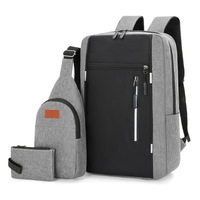 Nouveau sac à dos trois pièces usb charge ordinateur d'affaires sac mâle multi-fonction étudiant grande capacité cartable