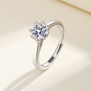 Anello di diamanti Lotustype estate donne artificiale coltivazione anello di mandorle semplice 1 carato luce di lusso S - Product Image 1