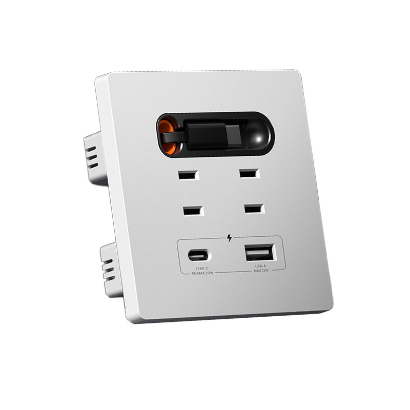4 ports USB + USB Type-C, blanc (câble Android de 80 cm)