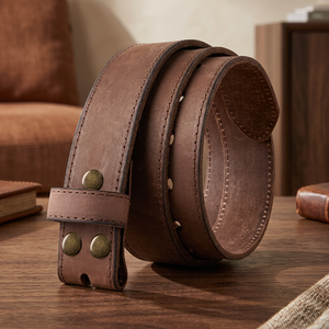 Natural Brown Cow Hide Eco Friendly Steel Square <b>Vintage</b> Mens Fashionable Formal Pin Buckle <b>Belt</b> Waterproof Heavy Duty 3.8CM - Product Image 1