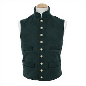 Dark Green <b>Men's</b> Waistcoat Vest Button Front <b>Sleeveless</b> <b>Jumper</b> for Uniform Dance and Formal Wear - Product Image 1