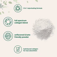 Poudre de peptides de collagène multi-types I, II, III, V, X, provenant de bovins nourris à l'herbe et élevés en pâturage, sans arôme, avec vitamines C et E, acide hyaluronique, 907g
