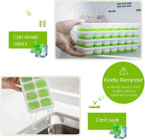 Paquete de 4 bandejas de silicona para cubitos de hielo de fácil desmolde con tapa (azul/verde) - Product Image 6