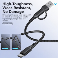 Kabel Pengisian Cepat USB A ke Type-C dengan Anyaman Nilon 24 Untaian, Tahan Lama untuk Sinkronisasi Data Ponsel & Printer