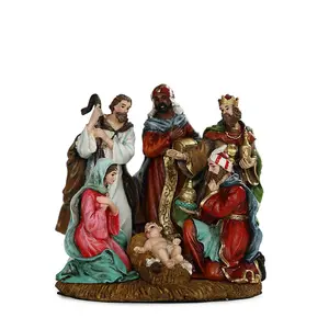 古典树脂圣诞雕像套装耶稣圣诞圣诞场景圣诞装饰节日礼物欧洲天主教装饰品