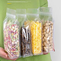 Sachet alimentaire personnalisé mat transparent à fond plat, résistant à l'humidité, avec fermeture auto-adhésive thermoscellable pour l'emballage du lait et des aliments pour animaux de compagnie