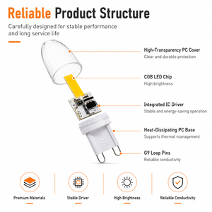 หลอดไฟ LED รูปทรงเทียน G9 2.2W COB 2700K แสงสีขาวอบอุ่น AC 220V ตัวหลอดพลาสติก รูปทรง B12 ปรับความสว่างได้ ไม่กระพริบ - Product Image 2