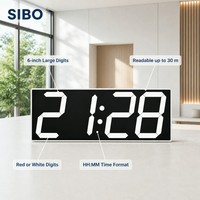 Reloj de Pared Digital LED WiFi de 6 Pulgadas, Sincronización de Hora de Red NTP, Cuenta Regresiva de 4 Dígitos, Cronómetro, 30 Alarmas, Salida de Relé