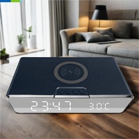 Nouvelle horloge LED de table avec chargeur sans fil 3.0, adaptateur, heure et température, alarme pour la maison et le bureau