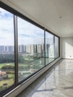 Ventana Corredera Panorámica de Aluminio con Marco Negro Moderno, Venta al Por Mayor de Fábrica, para Balcón Exterior de Apartamentos de Gran Altura