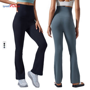 Pantalones de Yoga de Cintura Alta para Mujer <span class=keywords><strong>IPRETTY</strong></span>, Cintura Plegable, Control de Abdomen, Ligeramente Acampanados, Levanta Glúteos, Características Sólidas para Fitness - Product Image 1