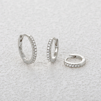 CANNER 6/8/10mm 3Pcs/Set S925 Argent Sterling Moissanite ClassicHoop Ensemble de Boucles d'Oreilles Cadeau pour Filles Femmes