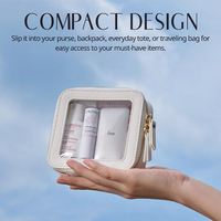Pochette cosmétique transparente carrée en PU imperméable et écologique avec fermeture éclair pour sac de voyage
