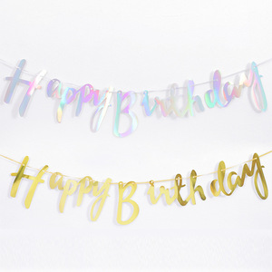 LEMON New Ins Happy Birthday Gold/Red/Silver Laser Rainbow Paper Banner decorazioni per feste a casa forniture Baby Kid - Product Image 2