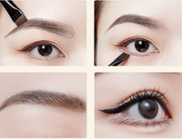 Kuas rias Vegan tahan lama Eyeliner tunggal kepala datar bersudut pegangan kayu ramping hitam Ultra tipis profesional