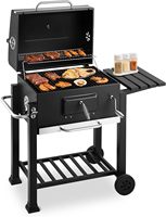 Barbecue au charbon de bois portable pour jardin, grand fumoir avec table latérale pliable