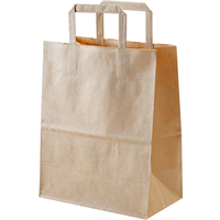 Sac en papier kraft jetable pour emballage alimentaire rapide, sac de transport pour restaurant, traiteur, emballage à emporter, sac en papier à poignée plate pour pain