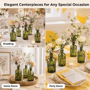 Petits vases décoratifs en <span class=keywords><strong>verre</strong></span> <span class=keywords><strong>vert</strong></span> pour fleurs, petites bouteilles vintage, centre de table pour mariage et décoration intérieure - Product Image 1