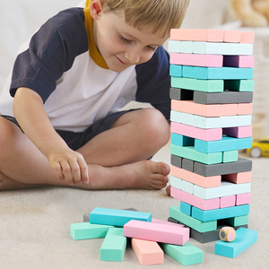 En gros OEM Ensemble de jeu de construction en bois coloré géant, jeu de dominos, jouet tour à empiler classique en bois - Product Image 2