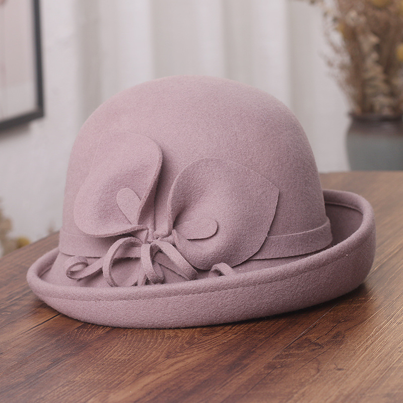 Trendy Women's Wool Felt Bowler Hat - British Style Dress Hat with Flower Design for Parties and Outdoor Events Trendy Women's Wool Felt Bowler Hat - British Style Dress Hat with Flower Design for Parties and Outdoor Events