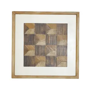 Square wood block splicing modeling wall decoration project Modern bedroom living room wall decoration